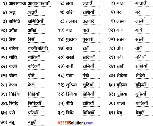 1st PUC Hindi Workbook Answers व्याकरण वचन 1