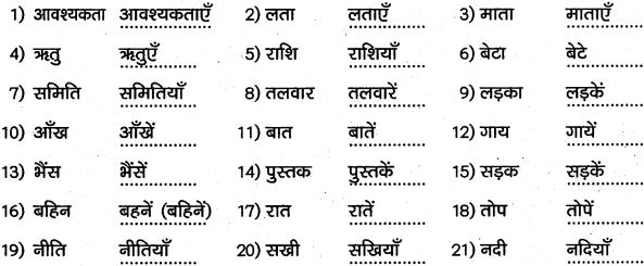 1st PUC Hindi Workbook Answers व्याकरण वचन 2