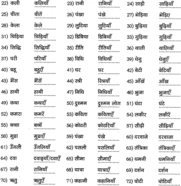 1st PUC Hindi Workbook Answers व्याकरण वचन 3