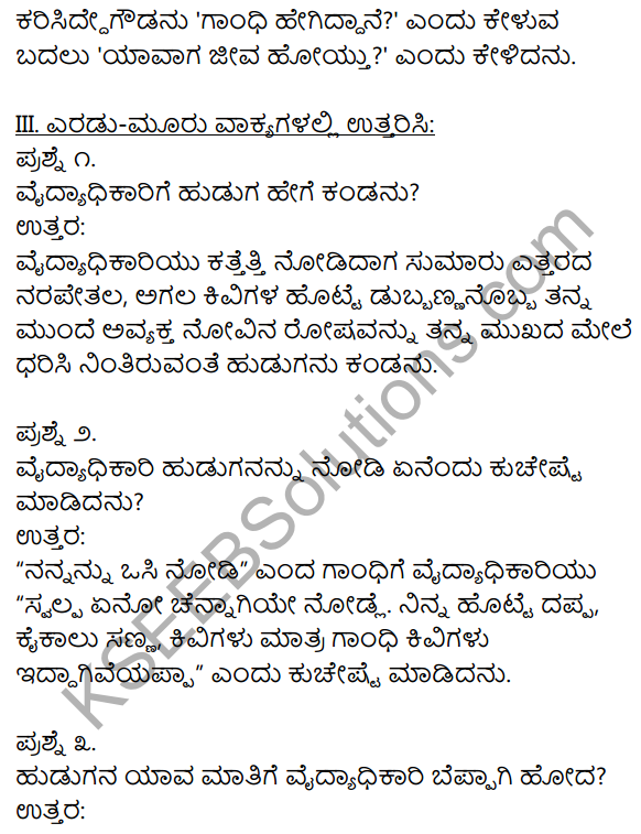 Gandhi Lesson 1st PUC Kannada Pdf