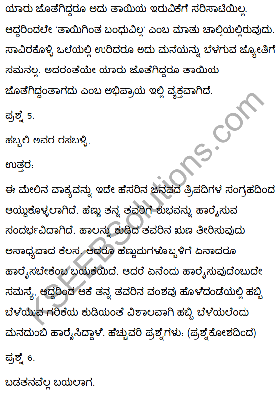 2nd PUC Kannada Textbook Answers Sahitya Sampada Chapter 6 Habbali Avara Rasaballi 17