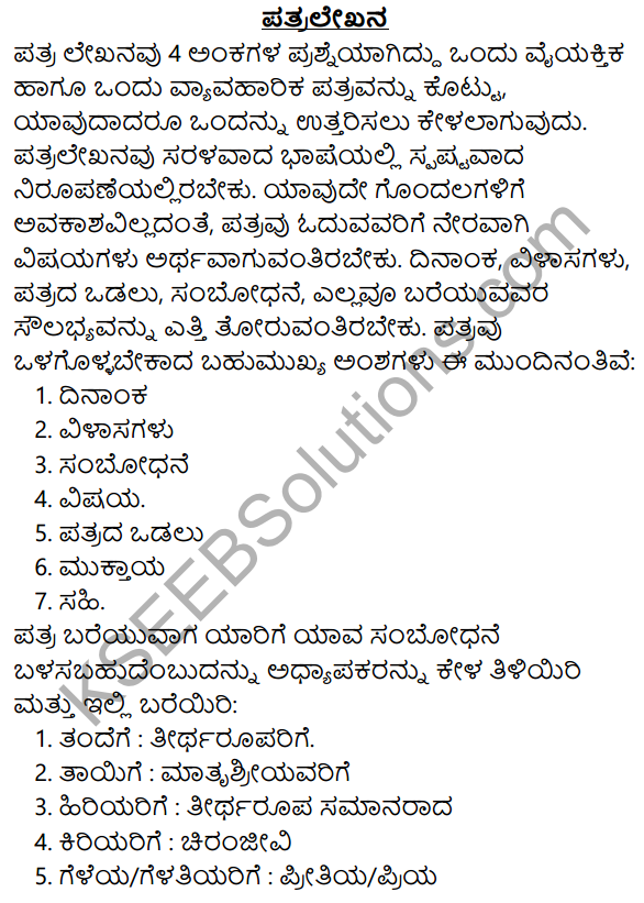 2nd PUC Kannada Workbook Answers Chapter 10 Patralekhana 1