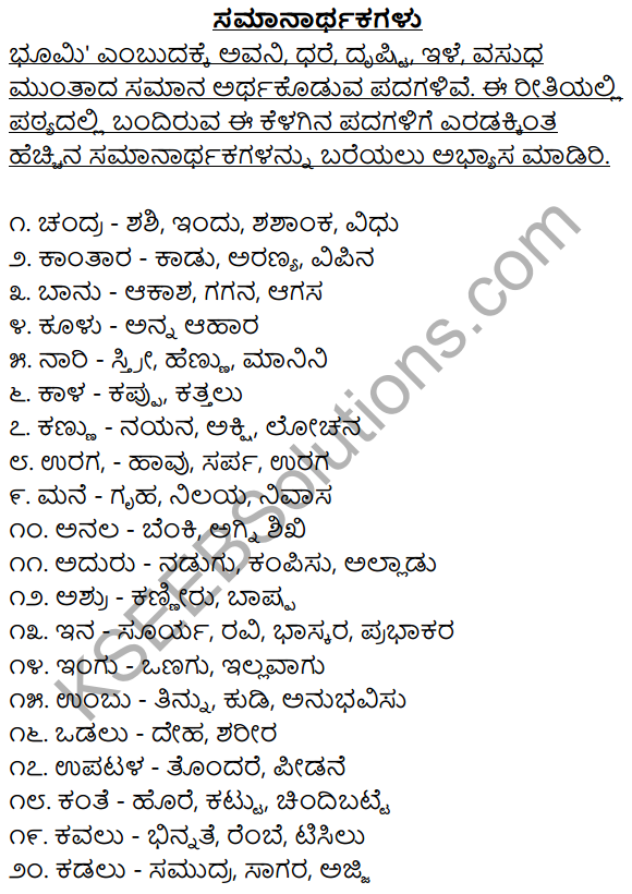 2nd PUC Kannada Workbook Answers Chapter 2 Samanarthaka Galu 1