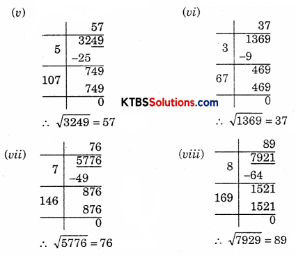 KSEEB Solutions for Class 8 Maths Chapter 6 Square and Square Roots Ex 6.4 Q1.1