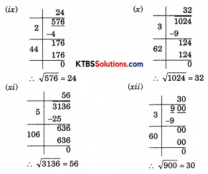 KSEEB Solutions for Class 8 Maths Chapter 6 Square and Square Roots Ex 6.4 Q1.2
