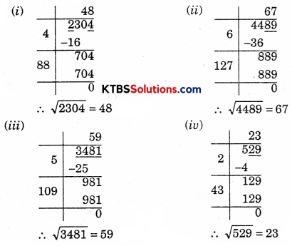 KSEEB Solutions for Class 8 Maths Chapter 6 Square and Square Roots Ex 6.4 Q1